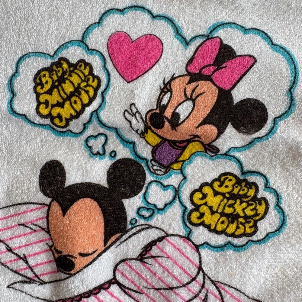 Vintage 1984 Disney Baby Mickey Minnie Mouse Bib Tommee Tippee Playskool Terry